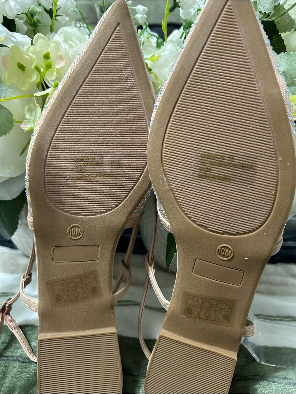 NWOT BAMBOO Beaded Pointed-Toe Slingback Flats - Nude Pink Size 10M - Picture 6 of 6